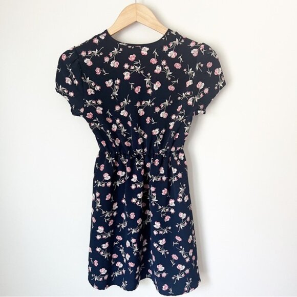 Urban Outfitters Reformed Floral Wrap Mini Dress Navy XS - Picture 9 of 9